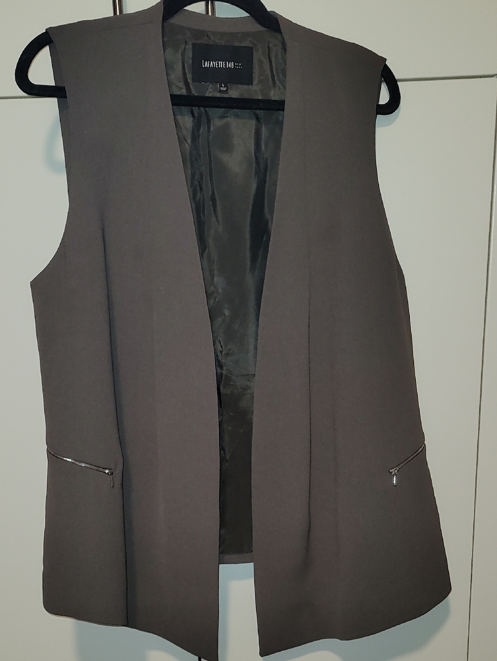 Lafayette 148 New York Olive Green Vest With Zipper Design
